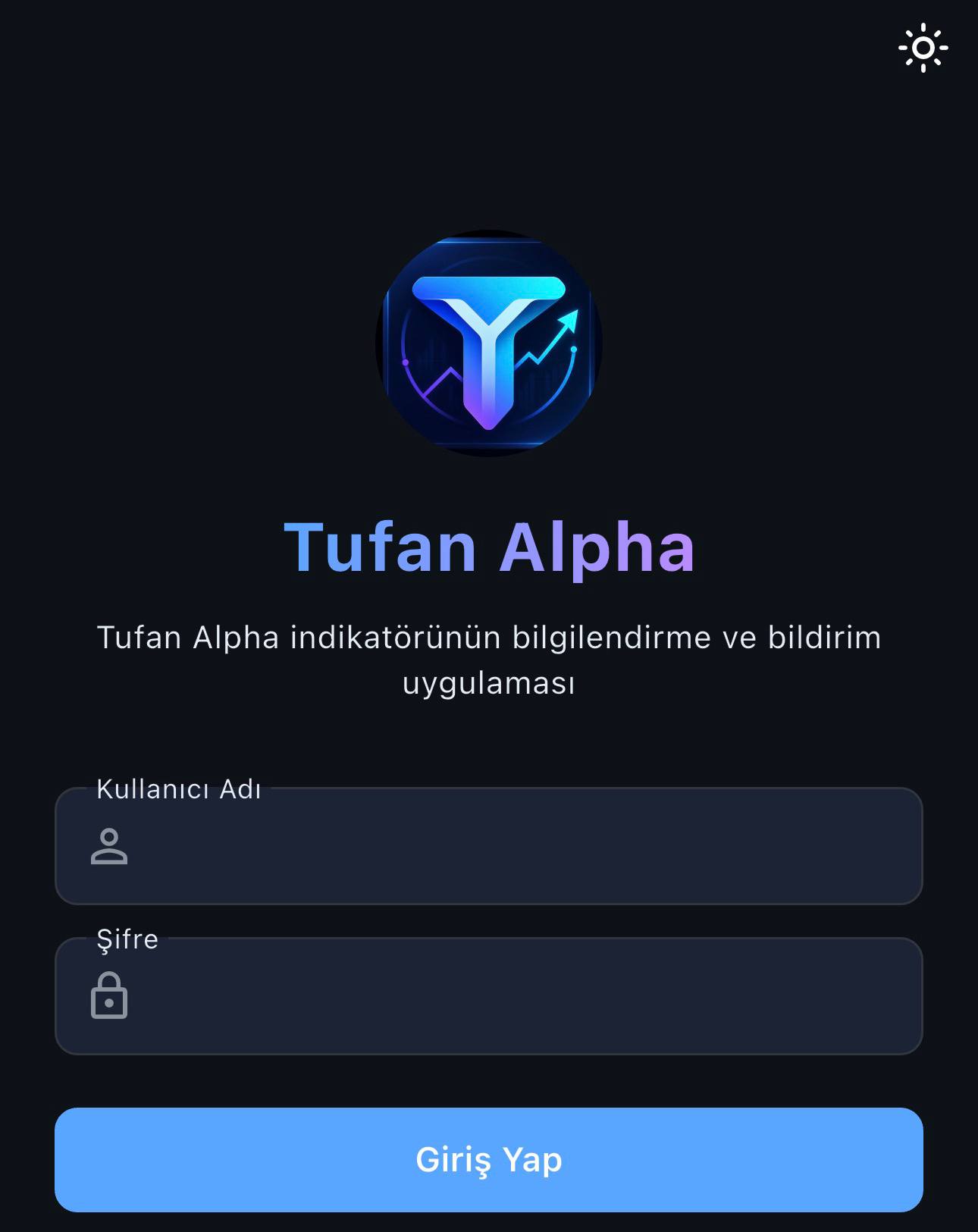 Giriş ekranı — kullanıcı adı ve parola alanları